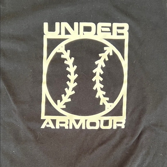 Under Armour Kids XL Black Tee with White Baseball Logo - Picture 2 of 3